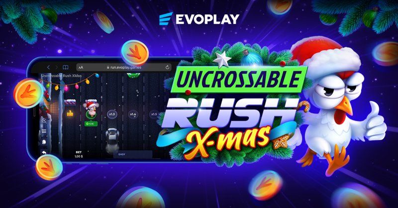 Uncrossable Rush X-mas: el juego festivo de Evoplay que prueba tus reflejos